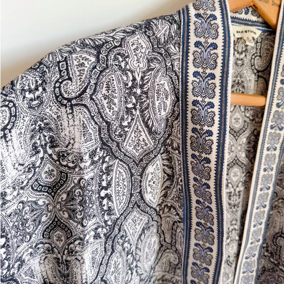 Max Studio Printed short Kimono Jacket Size Small boho Hippie Loungewear - Picture 5 of 9